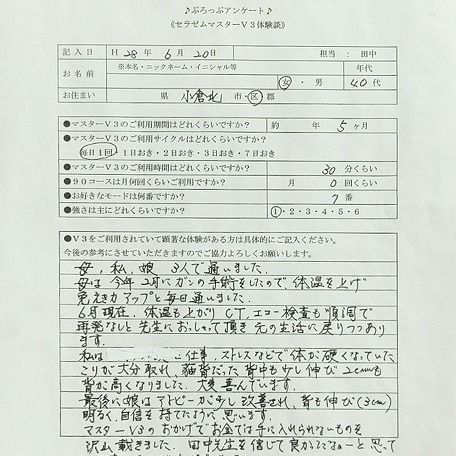 背中のコリが取れ身長が２ｃｍも伸びました。